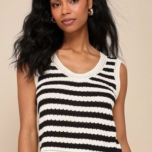 Elegant Black and White Striped Tank Top